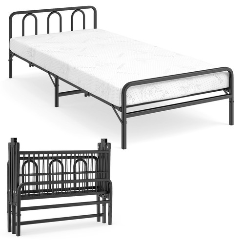 Folding bed frame black heavy - bed,