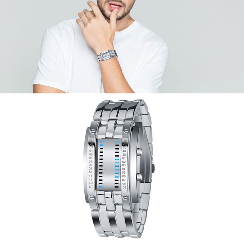 Mens binary watch - watch, casual