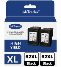 Refilled HP 62XL Black Ink x2