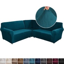 Stretch Sectional Corner Couch Slip Covers 5-Seater L-Shaped Velvet Sofa Covers