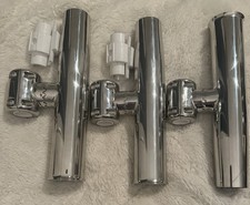 Amarine Made 3 pk 316 Stainless Clamp on Fishing Rod Holder for Rail 7/8" to 1"