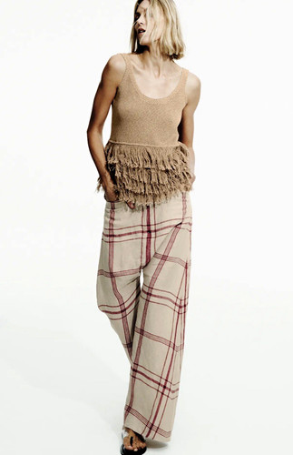 Zara woman collection ecru - woman, ecru/red