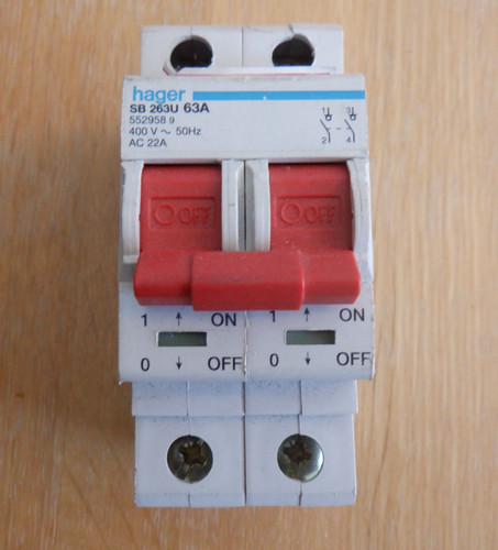 Hager 63a main switch 263u - sb,