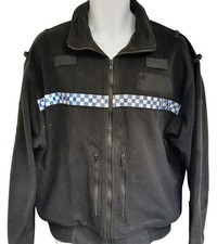 Polartec Fleece Jacket Obsolete Police Reflective Strip Black Radio Loop Coat