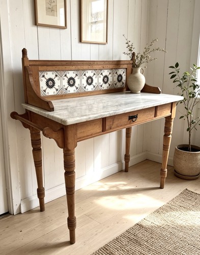 Marble top pine - pine, tile