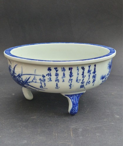 Chinese blue white tripod - chinese, &