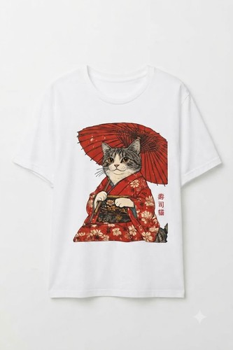Japanese cat kimono red - cat,