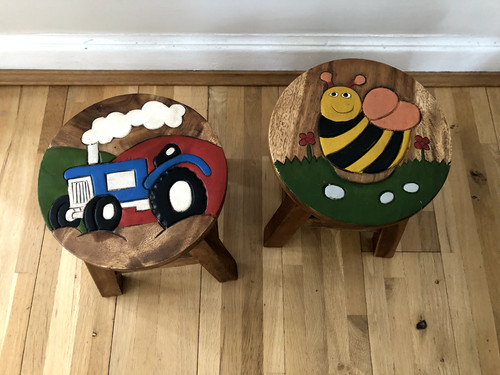 Pair kids wooden stools - kids,