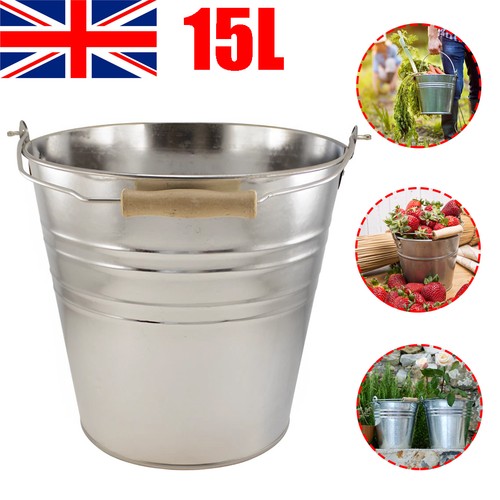 15l galvanised metal bucket - galvanised,