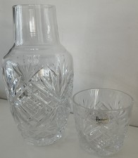 Vintage Harrods Crystal Water Carafe Decanter Jug And Glass