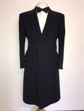 CROMBIE - Mens Long NAVY BLUE WOOL COAT - UK 42  Reg - GORGEOUS OVERCOAT