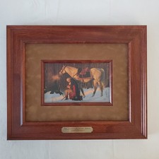 VTG The Prayer at Valley Forge by Arnold Friberg 16x13 Framed Print Brown Wood