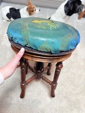 Vintage Piano Stool – Ornate Wood Base – J. Fitter (Broken Mechanism)