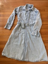 Polo Ralph Lauren Blue Long Sleeve Collared Shirt Dress Size 12