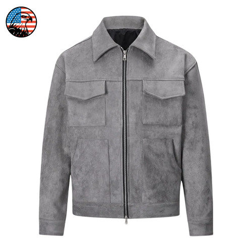 Men gray suede leather - gray,