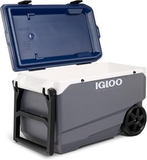 Igloo MaxCold 90 QT Large Food Drink Cooler Cool Box on Wheels with Pull Handle