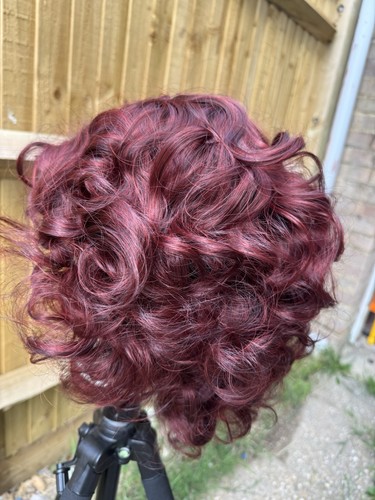 Burgundy short curly human - burgundy,