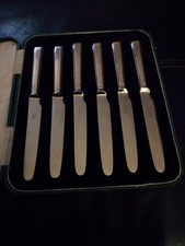 x6 - 925 Sterling Silver Handled Knife Set (1933) Sheffield 7.5"inch /29.6g Each