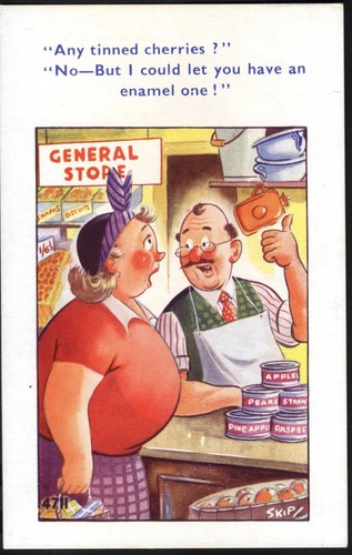 Vintage comic postcard - comic, shop