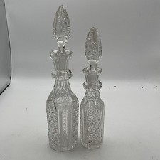 Pair Vintage Cut Glass Perfume