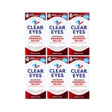 6 Pack Clear Eyes Maximum Strength Redness Relief Eye Drops 0.5oz Each