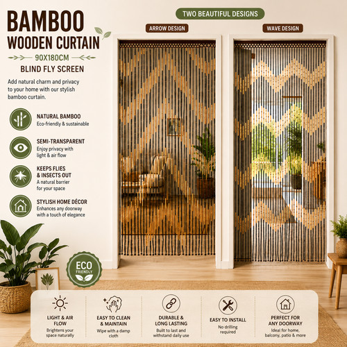 Bamboo wooden beaded door - wooden,
