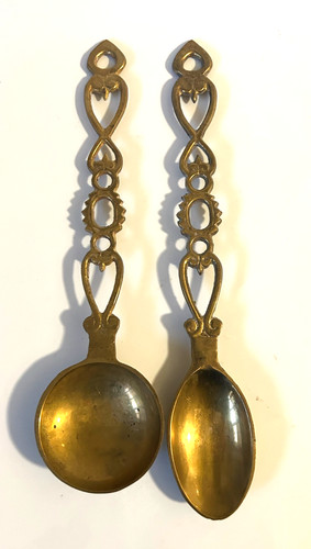 Vintage brass welsh love spoon - vintage,