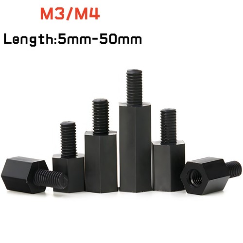 Black nylon male - male, thread
