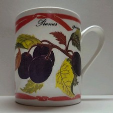 The National Trust English Bone China "Garden Fruits" Mug. Black Grape, Hamburg