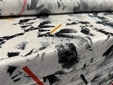 Vintage Shellsuit Fabric, Per Metre - 80s Retro Abstract Print - Black & White