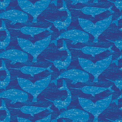 Cotton fabric whale hello - fabric,