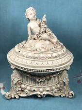 Resin Trinket jewellery box Pot Cherub ornament Renaissance shabby chic style 