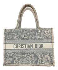 Christian Dior Toile de Jouy Embroidered Medium ToteBag Gray Pre-Owned SH0501