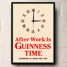Guinness Bar Pub Man Cave Clock Gift Aluminium Metal Wall Clock