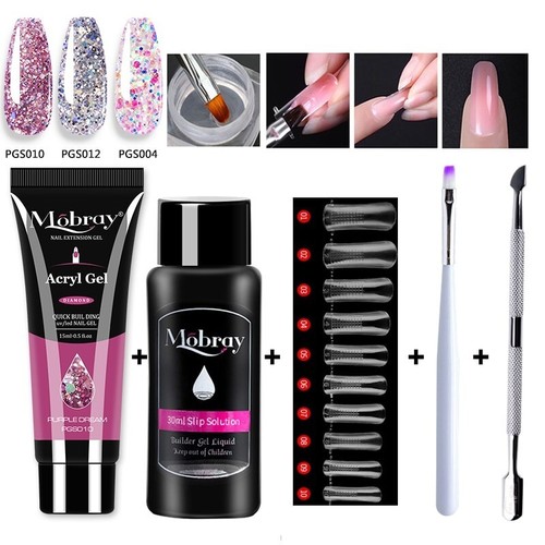 Poly gel kit 15ml - gel, glitter
