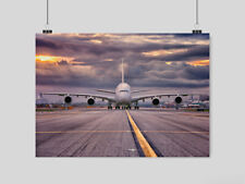 A380 PLANE AEROPLANE SUPERJET POSTER SUNSET RUNWAY AIRBUS PRINT A3 A4 SIZE
