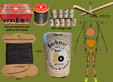 Pelham Puppet Replacement String,  Vintage Barbour 18/3 Black Linen thread.