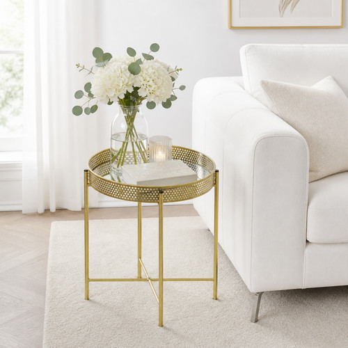 Gold round coffee table with - gold,