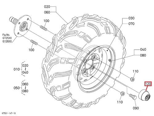 K759117910 hub cap fits - fits, kubota