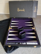 Vintage Harrods luxury leather boxed pearlised backgammon set