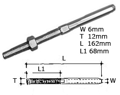 Swage stud terminal for 6mm - stud,