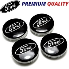 4x BLACK FORD CENTRE CAPS 54MM