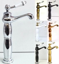 Vintage Style Chrome Steel with Porcelain Bath Basin Sink Mono Bloc Mixer Tap