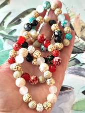 Artisan Viva Beads Chunky Clay & Acrylic Handmade Lot Of  4 Stretchy Bracelets