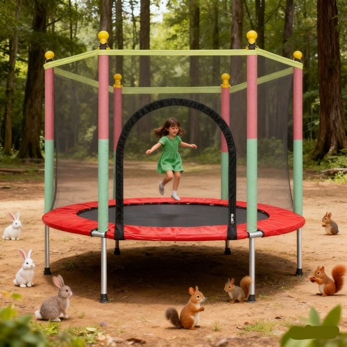 5ft kid trampoline with safety - kid,