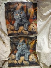 TWO Cat Themed Cushion Cover