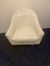 Cream Faux Leather Tub Chair /