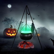 Halloween Decor Outdoor Large Witches Cauldron on Tripod with Light Yard Decor