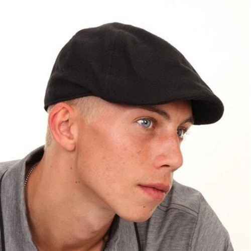 Black 100 cotton flat cap - black,