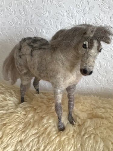 Needle felted highland pony - needle,
